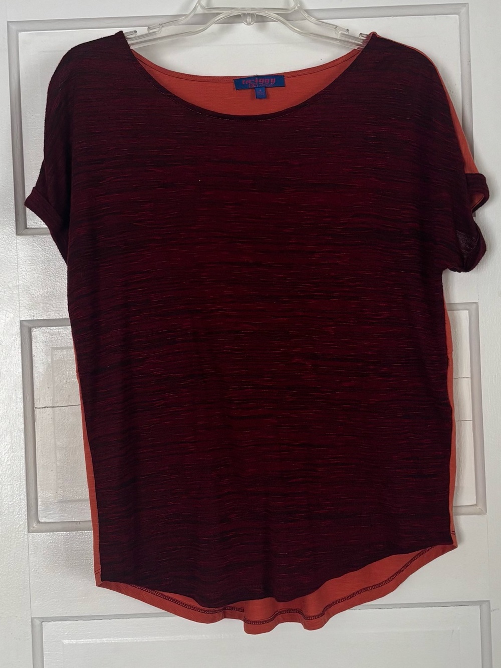 twiggy LONDON Two-Tone Burgundy and Rust Short Sleeve Top